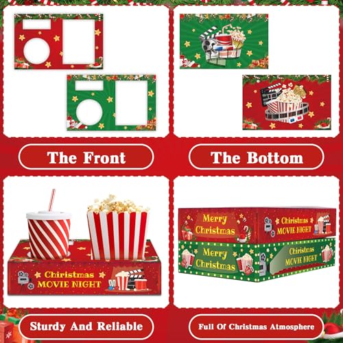 QOUBAI 32 peças de suprimentos de festa de Natal, filmes, noites, caixas de lanches, bandeja de lanc
