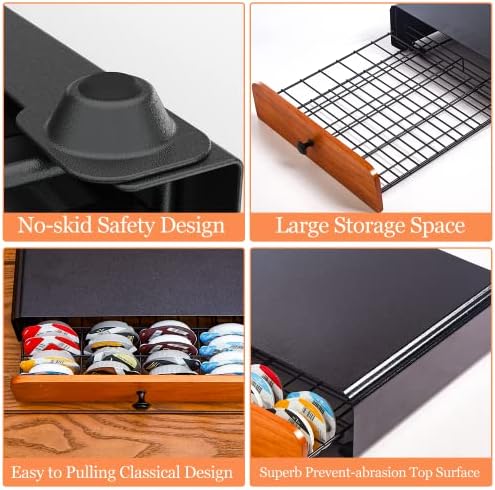 Tassimo Pods Holder,64 Capsule Metal Coffee Pod Holder,Bosch Tassimo Stand & Pod Storage Drawer, Anti-vibration Design Coffee Station Organizer- Black