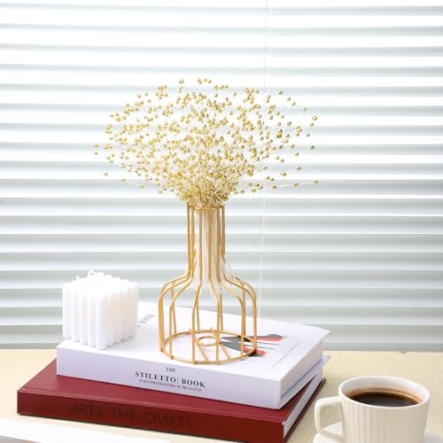 Xyembu 50pcs Gold 4mm Pearls String Beaded Bouquet Spray Sticks Beaded Stick Bride Wedding Pearl Bouquet for Party Decoration, Christmas Decorations Bridal Wedding Party Table Decorations