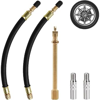 Pack of 5 Car Tyre Valve Extensions Brass Car Valve Extension Flexible 18 cm Rubber Tyre Valve Copper Valve Adapter Tyre Extension Adapter for Car Motorcycle Bicycle