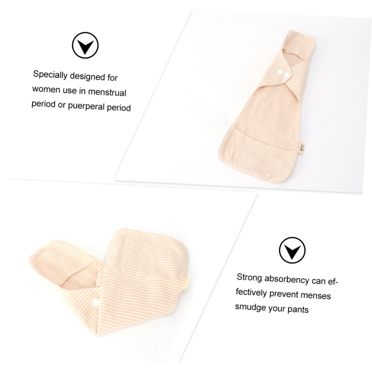 GLEAVI 6piezas Compresas Sanitarias Reutilizables De Algodón Orgánico Lavables y Absorbentes Para Menstruación Diseño Portátil y Cómodo Para y