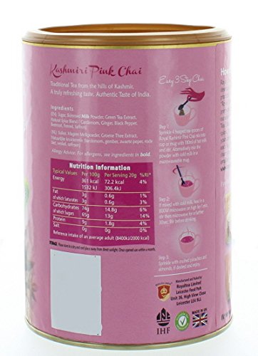 Royal Chai Premium Instant Tea, Sweetened Kashmiri Pink Chai 400G Tub #TOP3