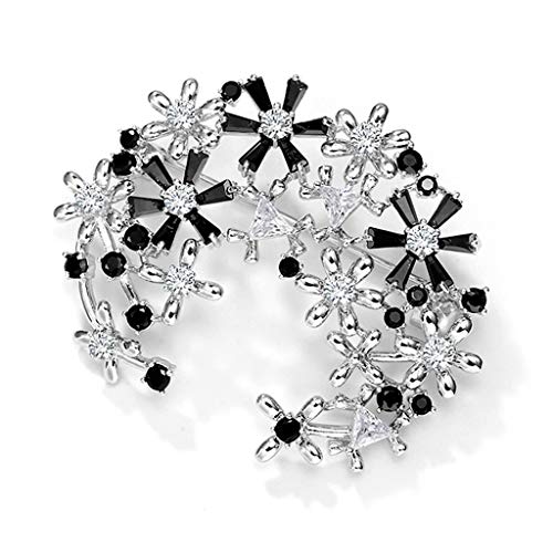 Broche strass fleurs pour femmes : épingle élégante en argenté pour chemise et costume