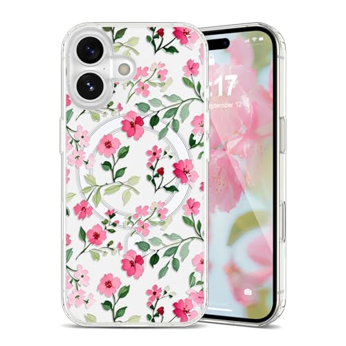 Étui pour iPhone 16 Plus Magsafe cadeau idéal pour filles et femmes fleurs