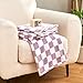 Edenleaf Checkered Blanket Flannel Throw Blankets Soft Cozy Checkered Grid Print Chessboard Gingham Pattern Throws for Bed Sofa Couch for All Seasons, 50x60 Inch, Purple