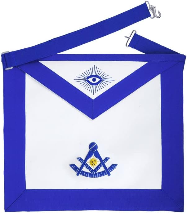 Bricks Masons Past Master Blue Lodge California Regulation Apron - Royal Blue with Gold Sun