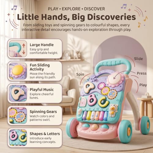 Image of StarAndDaisy Baby Walker /Multipurpose Push Walker for 0-24 Months (Multicolor-Piano)