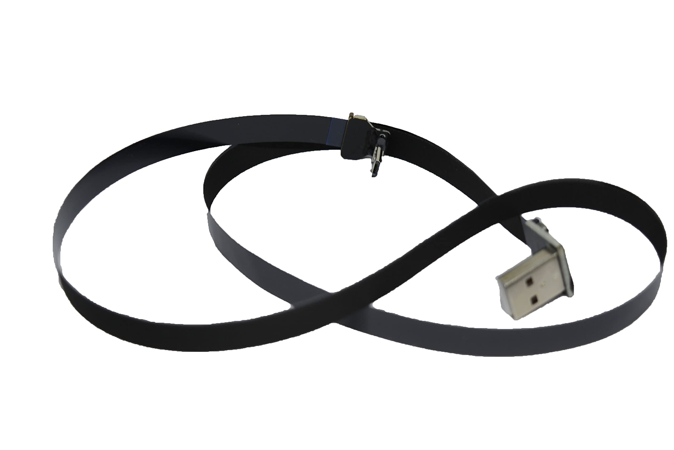 Long Flat Slim Thin Ribbon FPC Micro USB Male 90 Degree Angled up to Standard USB A Male 90 Degree Angled for sync and Charging Black (80CM Micro USB 2 to Standard USB A Down)