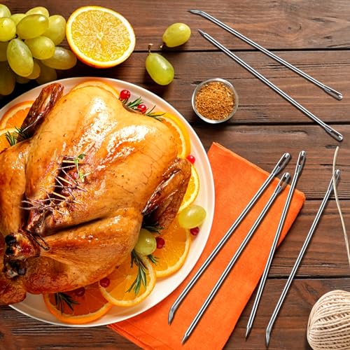 ofargo meat trussing needles roasting trussing needles for lacing roast turkey chicken pork skin whole hog lamb and rotisserie pig 3pcs curved needles and 3pcs straight needles 6pcs in all