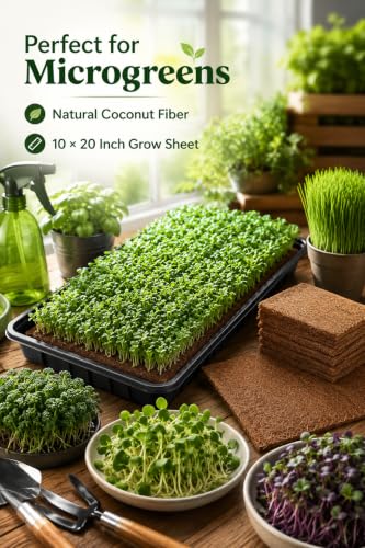 Image of Coco Coir Microgreen Grow Sheet 10 x 20 Inch (Pack of 2) | Natural Coconut Coir Hydroponic Grow Mat | Woven Coco Fiber Growing Pad for Microgreens, Wheatgrass, Herbs & Seed Starting