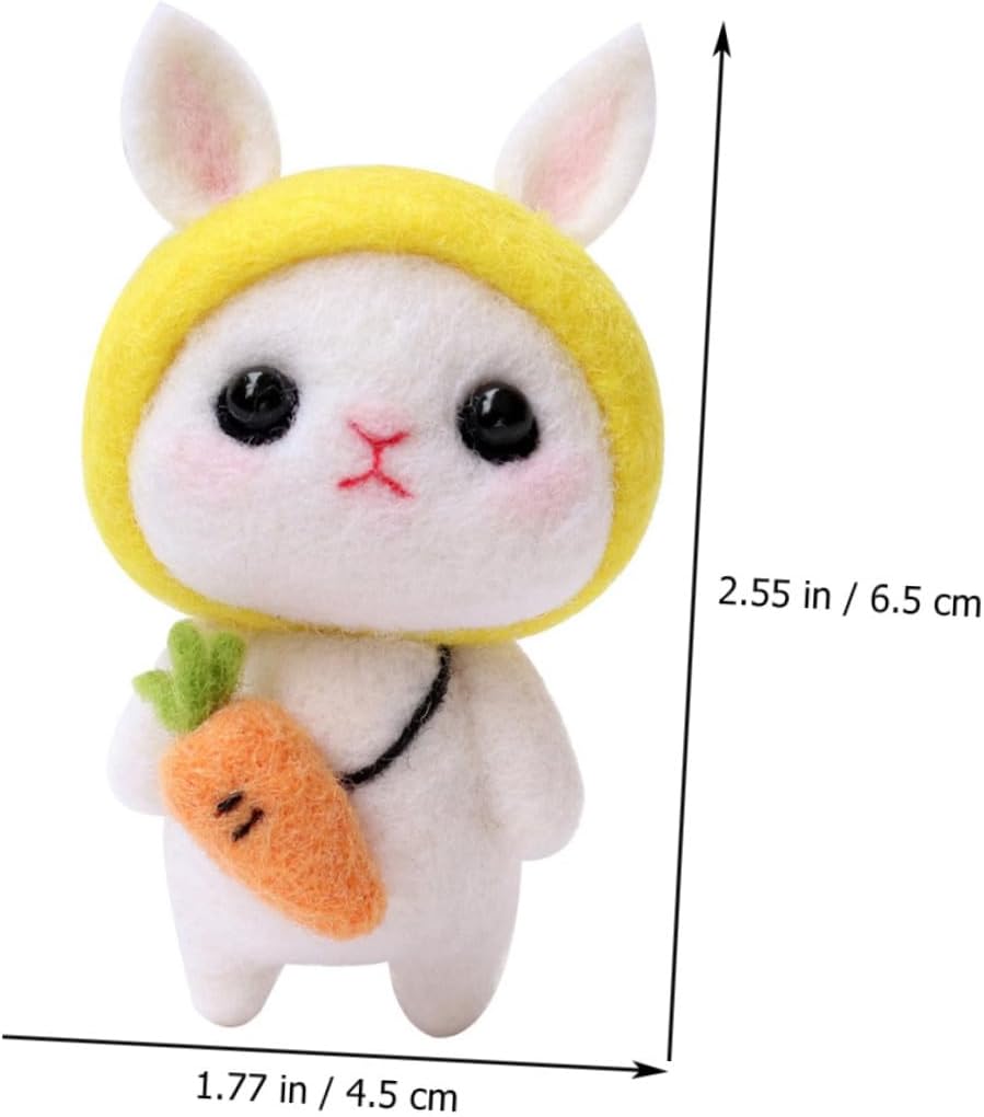 4 Sets DIY Needle Felting Kits for Beginners Kawaii Rabbit Wool Felt Craft Starter for Handmade Activities