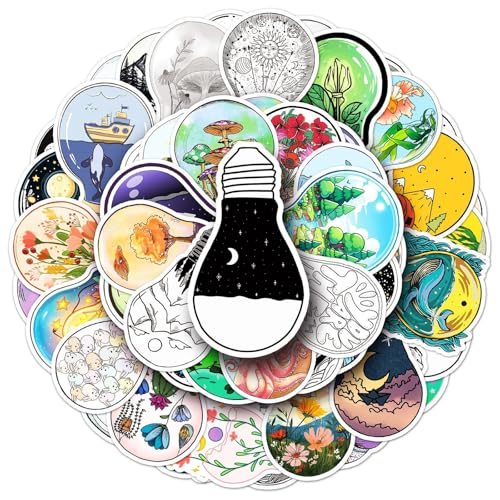 50PCS Inspirational Stickers Bright idea Flowers Growing Within a Light