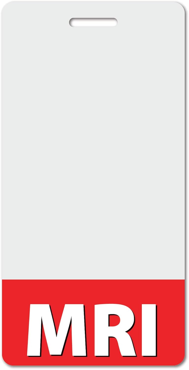 MRI Heavy Duty Vertical Red (100 Pack) - Spill & Tear Proof Cards - 2 Sided USA Printed Quick Role Identifier ID Tag Backer by BadgeZoo