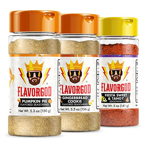 Holiday Combo Pack Of 3 Herb, Spices, Toppers And Seasoning Gift Set - Pumpkin Spice, Gingerbread Cookie & Pizza - Premium All Natural & Healthy Spice Blend - Flavor God Seasonings #TOP16