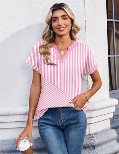 Image of Zeagoo Womens Tops Short Sleeve Summer V Neck Shirts Work Blouses Business Outfits Fashion Clothing
