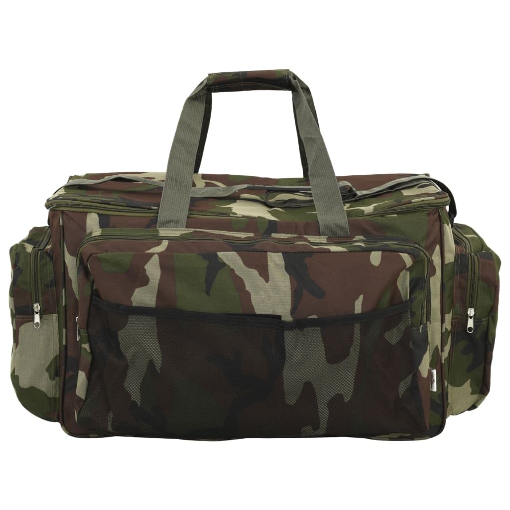 Angeltasche Wasserdicht 57x35x34cm Angelkoffer mit Tragegurt Große Angeltasche für Zubehör aus strapazierfähigem Oxford-Gewebe in grüner Tarnfarbe