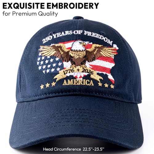 spxkd 250 Anniversary USA Hat, Patriotic America Merchandise Baseball Cap, Adjustable USA Hat with Embroidered Design for Men Women (1776-2026) Black Blue — view 3