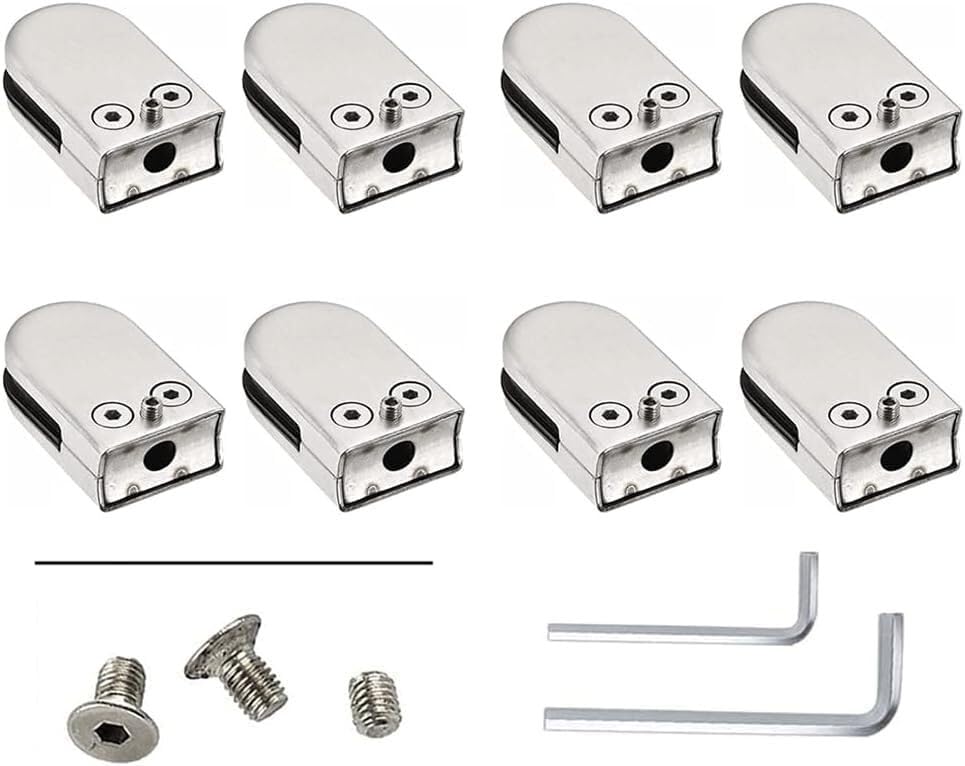 Soporte de vidrio de acero inoxidable con 8 abrazaderas ajustables de suelo