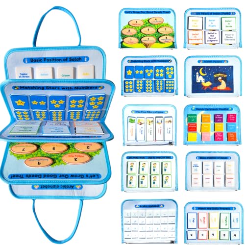 MegansToys My First Islamic Quiet Book – Montessori Muslim Learning Toy for Toddlers | Educational Busy Book for Boys and Girls to Learn Wudu, Salah, Pillars of Islam and Arabic Alphabet