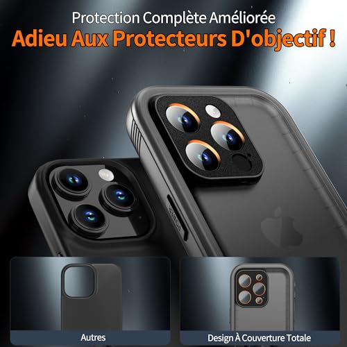 Coque iPhone 15 Pro antichoc intégrale et imperméable noir