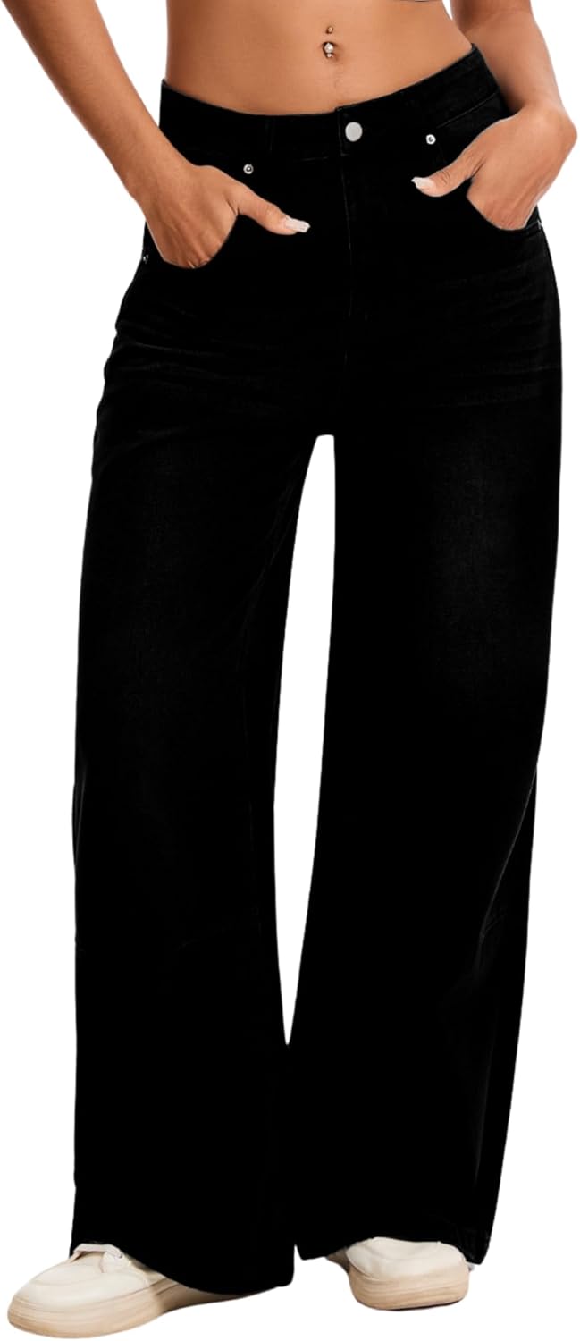 Baggy Jeans for Women Retro Wash Low Waist Wide Leg Loose Boyfriend Oversized Denim Pants Y2K