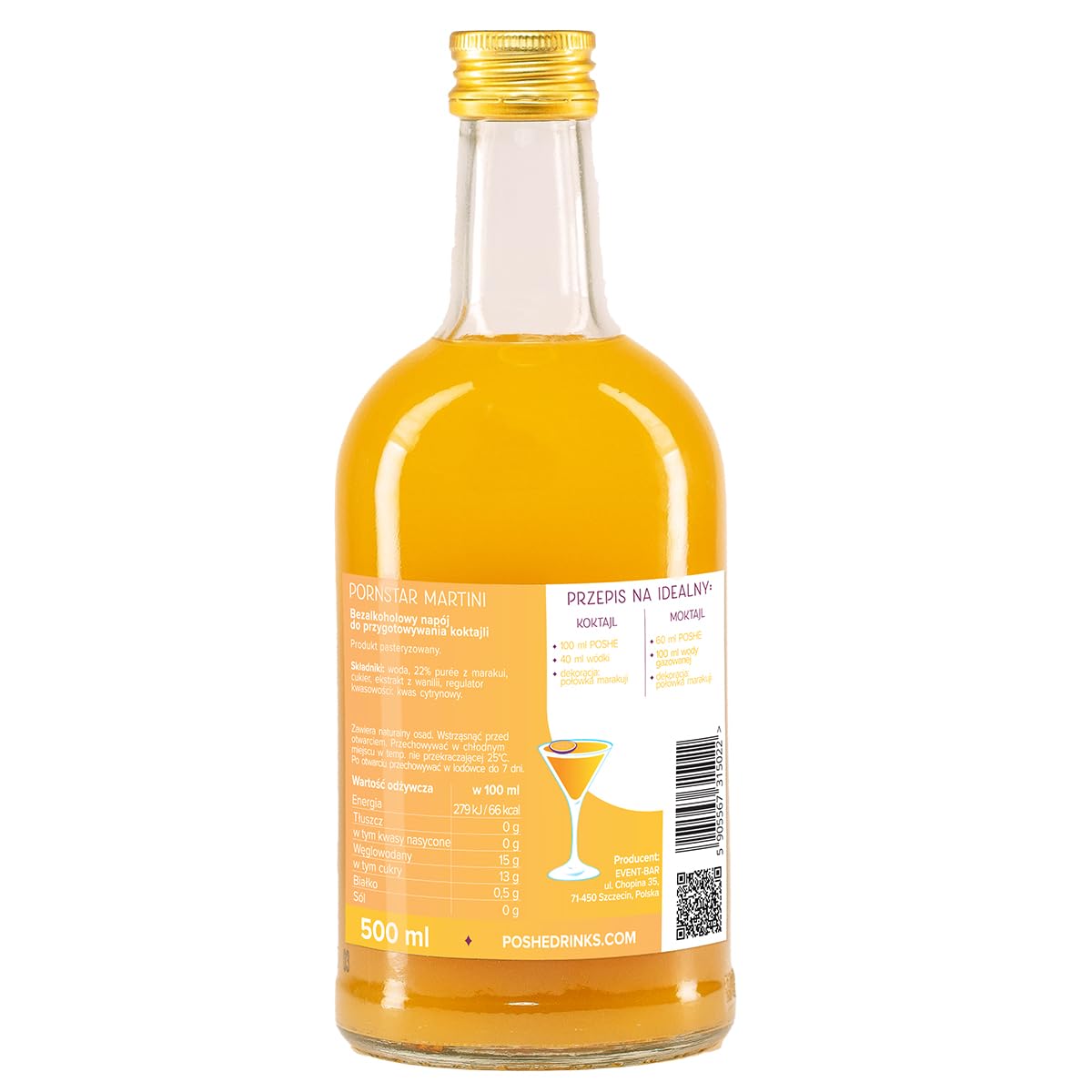 POSHE Craft Cocktails Pornstar Martini bezalkoholowy 4x500 ml