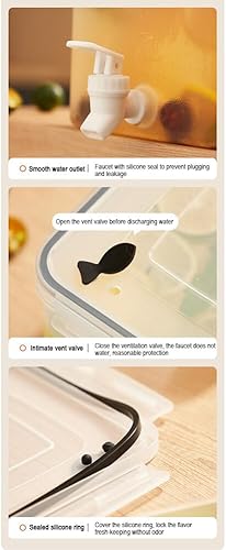 Miniatura 8 de Dispensador de bebidas, hervidor frío con espita, refrigerador de 3.2 L, mini tetera de agua, fruta, limonada, cubo de leche, recipiente de alta