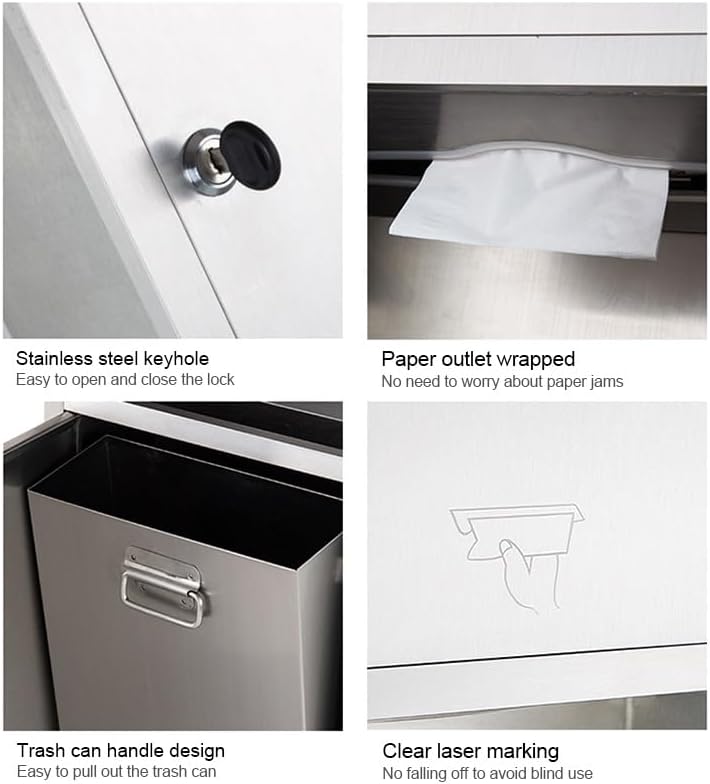 Stylish Waterproof Recessed Shower Storage Organizer with Shelves, Hand Dryer & Toilet Paper Trash Can - Gray Alcove for Bathroom, Kitchen & Bedroom (34x120x15cm)