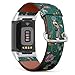 Compatible with Fitbit Charge 5, Patterned Leather Replacement Band (Victorian garden floral pattern with parrot and peony)