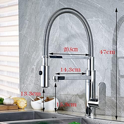 Miniatura 5 de Kitchen Sink Faucet for Bar Farmhouse Commercial, Polished Chrome Bathroom Kitchen Faucet Tap, Deck Mounted Single Handle Hot Cold Water Mixer Tap,