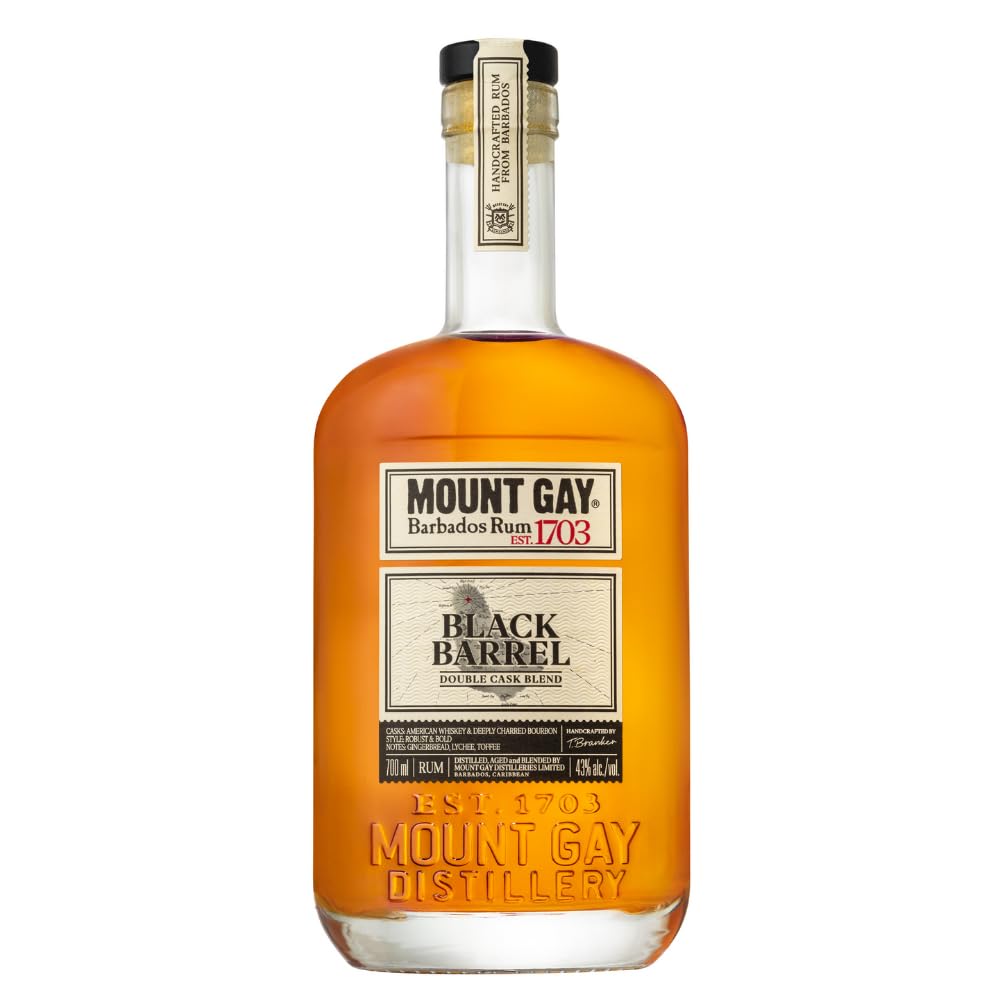 Mount Gay 1703 Black Barrel 70cl - Rum di Barbados pregiato e invecchiato. Note legnose e burrose. 43% Vol.