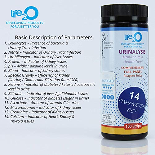 Comprehensive 14-in-1 Urine Test Strips 100ct | Urinalysis Dip-Stick Testing Kit | Ketone, pH, Blood, UTI, Protein | Keto Alkaline Diet, Ketosis, Kidney Infection & Liver Function | Free e-Book Inside