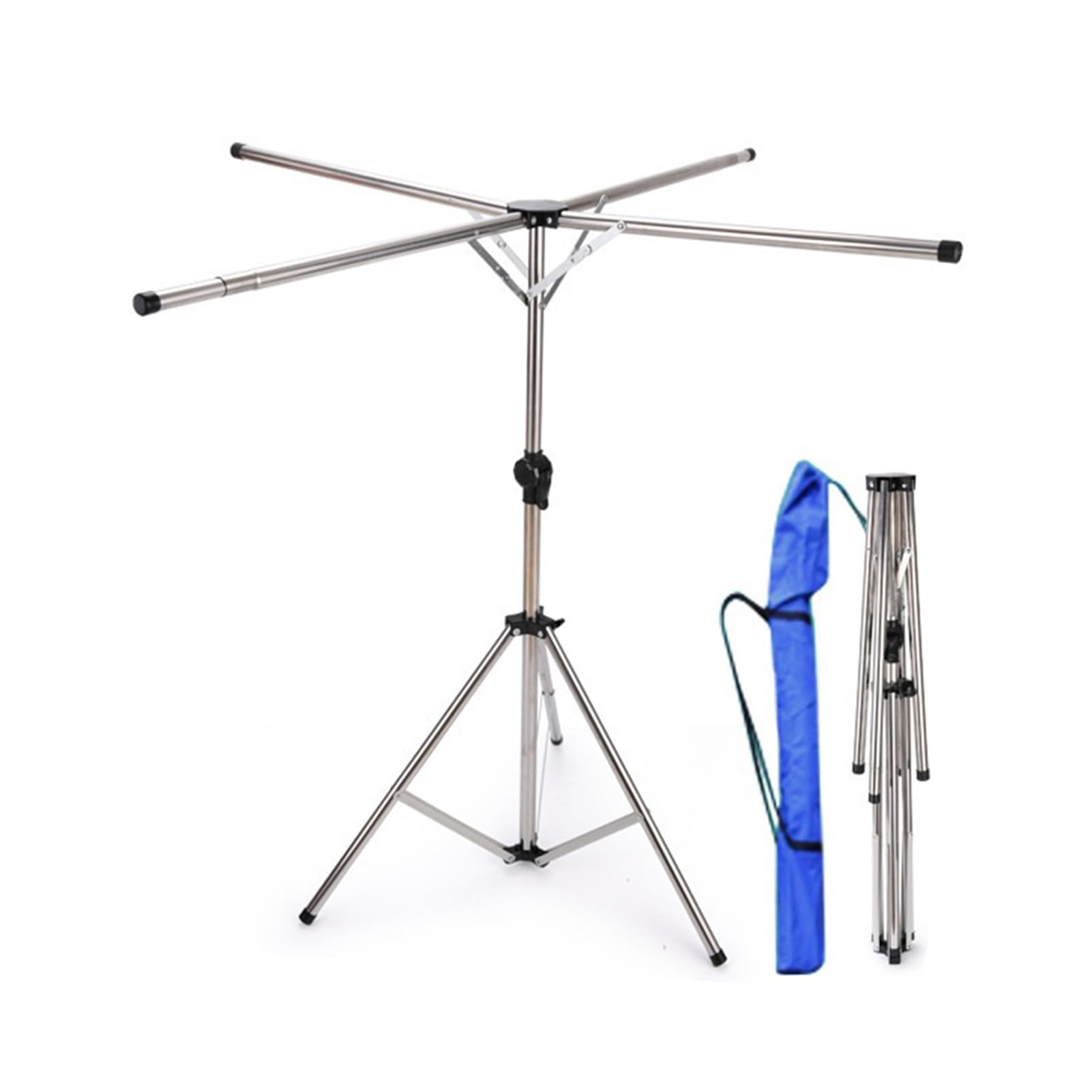 YAOHY Clothing Rack Foldable Tripod Garment, Retractable Height Adjustable Clothes Rack For Hanging Clothes, Portable Clothes Hanging Stand For Indoor Outdoor Laundry Drying(4-iron)