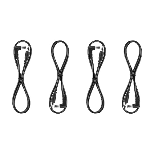 Miniatura 7 de Cable negro de cadena margarita de 1 a 3 vías, enchufe de ángulo recto, pedal de efecto de guitarra, adaptador de cable divisor de fuente de