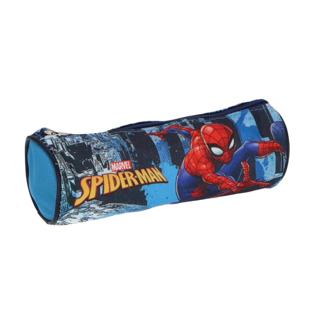 MISTER LICENSE COMPANY, S.L. Spiderman Pencil Case, Cylindrical Shape, Blue and Red Stationery Case Character Theme