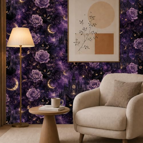 Image of Nuxovilar Gothic Cat Wallpaper Peel and Stick 12x18In PVC