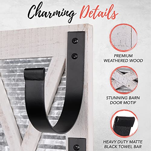 Autumn Alley Farmhouse Towel Holder, Rustic Wine Rack, Rolled Towel Rack, And Wine Holder For Farmhouse Bathroom Accessories Décor, Wall Mounted Towel Rack, Rustic White #TOP2