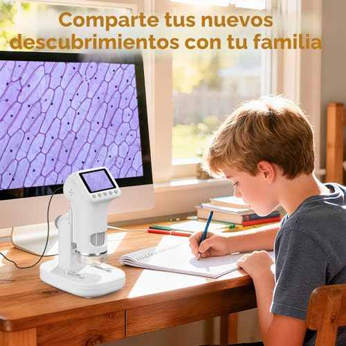 Miniatura 6 de Heweimei 1600x Microscopio Para Niños, 2.0 Pantalla Mini Microscopios Digitales Con Kit De Portaobjetos Y 6 Luces Led, Juguetes Ciencias Educativas, Niños Alumnos De 3 A 12 Años