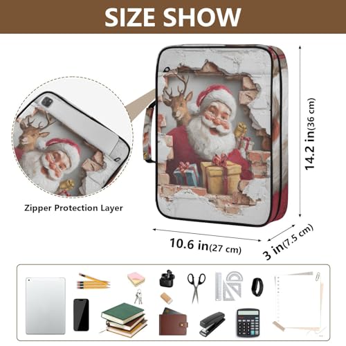 Carpeta fuelle Papá Noel 3D con cremallera y 7 bolsillos A4 para clasificar documentos de oficina 3