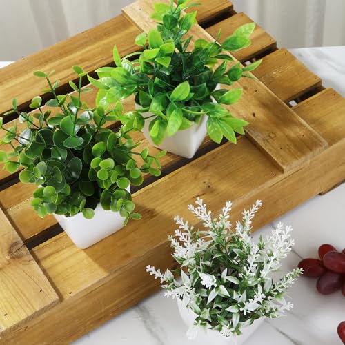 BUCOMTU 6 Stück Künstliche Pflanzen mit Topf, Künstliche Pflanzen Plastik,Kunststoff Pflanzen, Geeignet zur Dekoration für Büros, Schlafzimmer, Badezimmer, Terrassen, Wohnzimmer