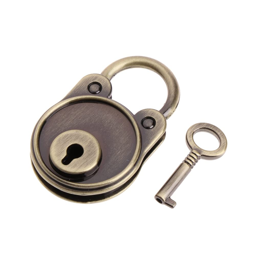 Mnuvxzaewf One Color Code Padlock, Suitcase Locks, Vintage Old Antique Style Mini Archaize Padlocks Key Lock With