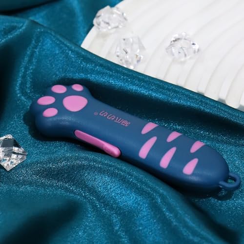 MEOWKIT Cuttermesser, versenkbare Boxöffner mit Antihaftbeschichtung Edelstahlklinge und Katzenpfotengriff, Universalmesser zum Öffnen von Box, Umschlag, Briefe und Gutscheine (Pfauenblau)