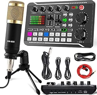 【Professional F988 sound card】 It is the latest F998 live sound card, with imported DSP dual chip, wireless Bluetooth accompaniment, double thruster precise adjustment, advanced intelligent light control, large fuselage, colourful appearance, BM-800 ...