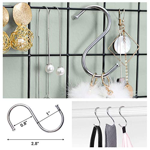 Songmics Grid Panels, Set Of 2, Photo, Metal Mesh Decor, Multifunctional Hanging Picture Wall, Diy, S Hook, Clips, Hemp Cord, Black, Small Oversize #TOP3