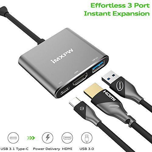 Usb C To Hdmi Adapter, Imxpw Multiport Hub Adapter, Type-C To 4K Hdmi Adapter With 3.0 Usb-C 3.1 Power Delivery For Macbook12, Mac Pro13 15 (2016 2017), Google Chromebook, Note9 #TOP1