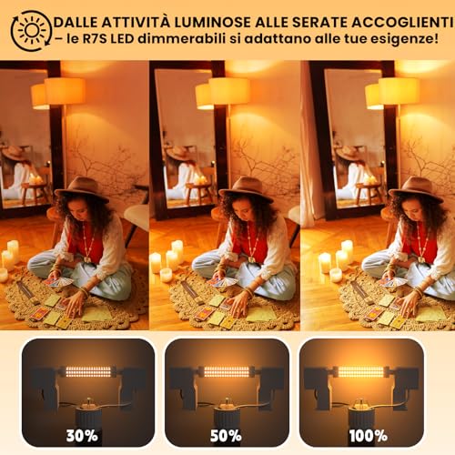 Lamptobe Lampadina 10W R7S Led 118Mm Dimmerabile, 2200K Bianco Caldo Senza Luce Blu J118 Cob Slim Doppio Effetto Lineare Led Per Lampada Da Terra, Lampada Da Tavolo, Lampada Da Comodino(2Pcs) - 2