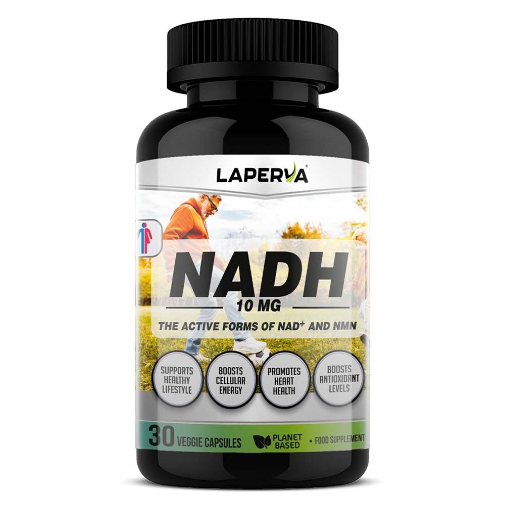 NADH 10 mg – Cellular Energy Support & Antioxidant Activity – Helps Maintain Vitality, Mental Clarity & Heart Wellness – 30 Plant-Based Veggie Capsules