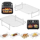Heißluftfritteuse Zubehör 304 Edelstahl, Airfryer Zubehör für Dual Zone 7,6 L–10,4 L, 2er-set Grillen Einsätze kompatibel mit Ninja, Cosori, Russell Hobbs andere Dual Air Fryer.