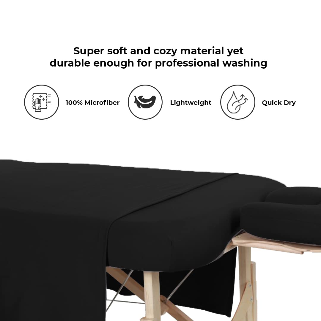 Avalon Care Microfiber Massage Table Sheets Sets of 3 Pcs - Premium Massage Table Cover Includes Flat and Fitted Sheets with Face Cradle Cover, Soft Massage Bed Cover - Black Massage Bed Sheets : Health & Household