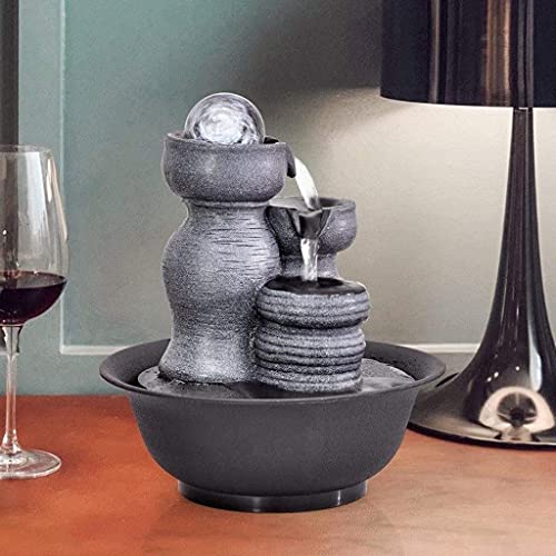 Xiwalai Fountain Table Fountain Resin Decoration Fountain Table Decoration Statue Mountain Stone Indoor Fountain, Feng Shui Ornament, Table Fountain (Color: B) (Color : D) #TOP4